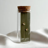 Glass Vial - 18k Gold Flower Stud Earrings in glass vial