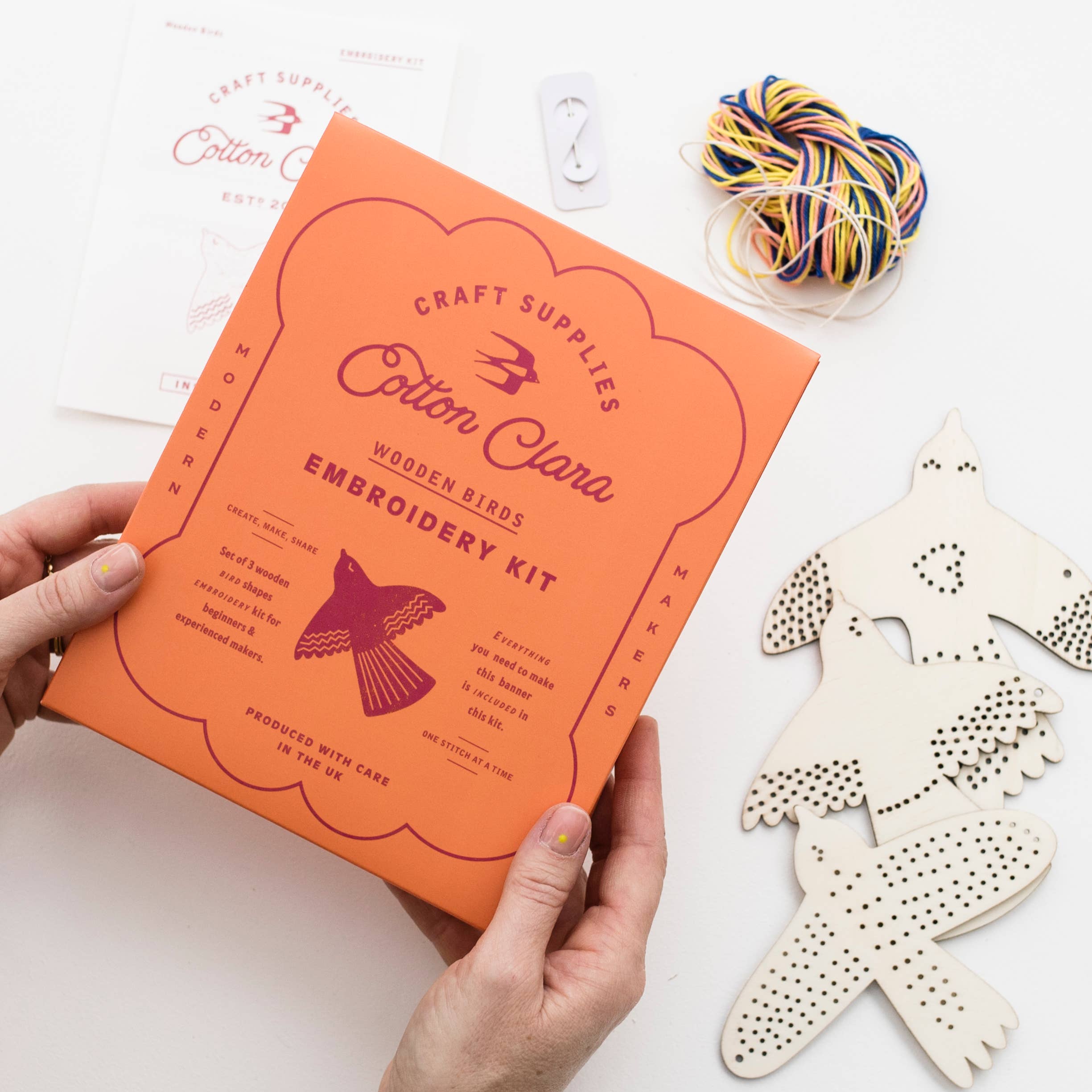 Wooden bird embroidery garland kit