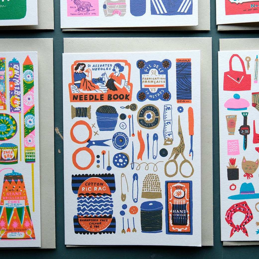 Sewing Supplies Greeting Card, Illustrated Craft Card for Sewing Lover