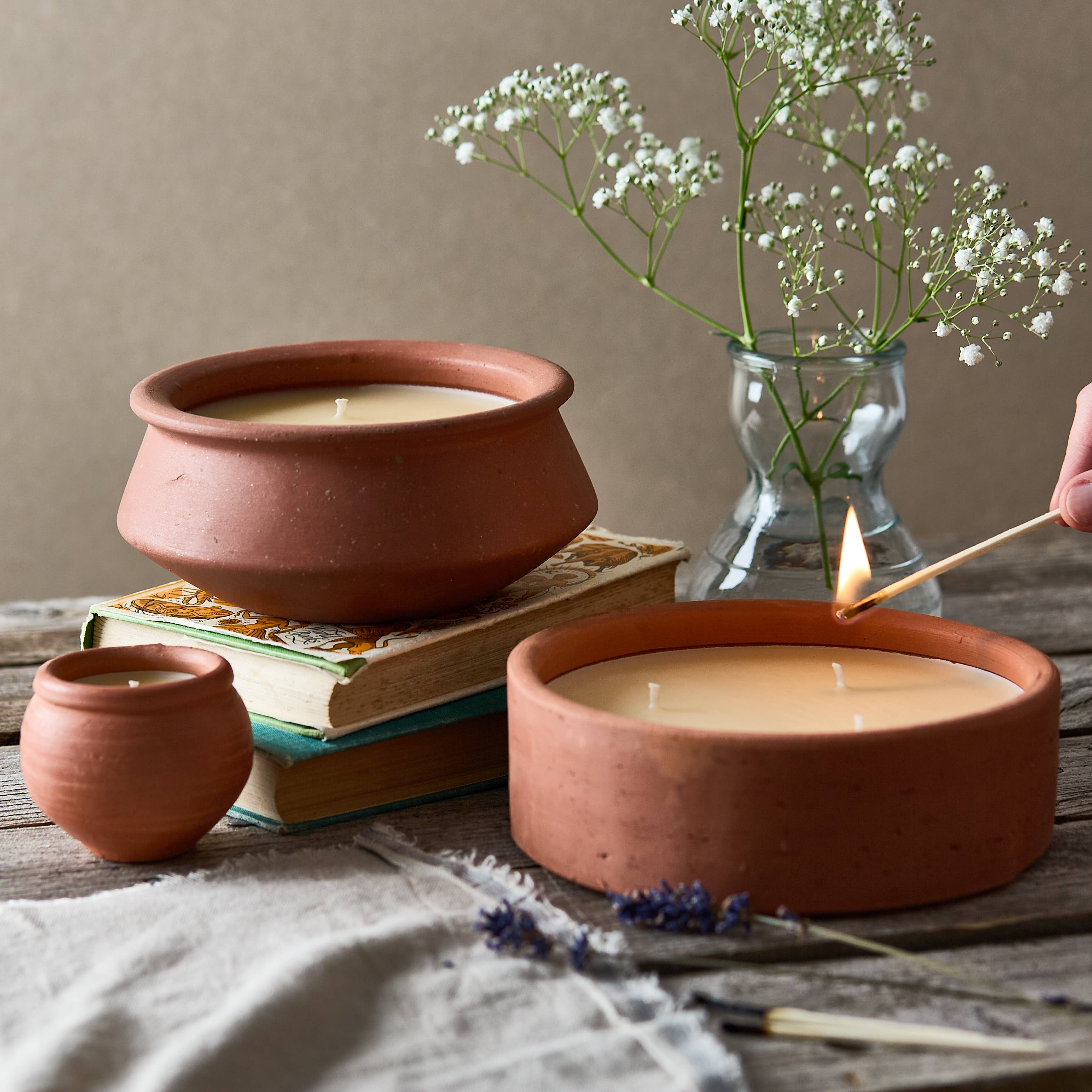 Coconut Scented 3 Wick Terracotta Candle