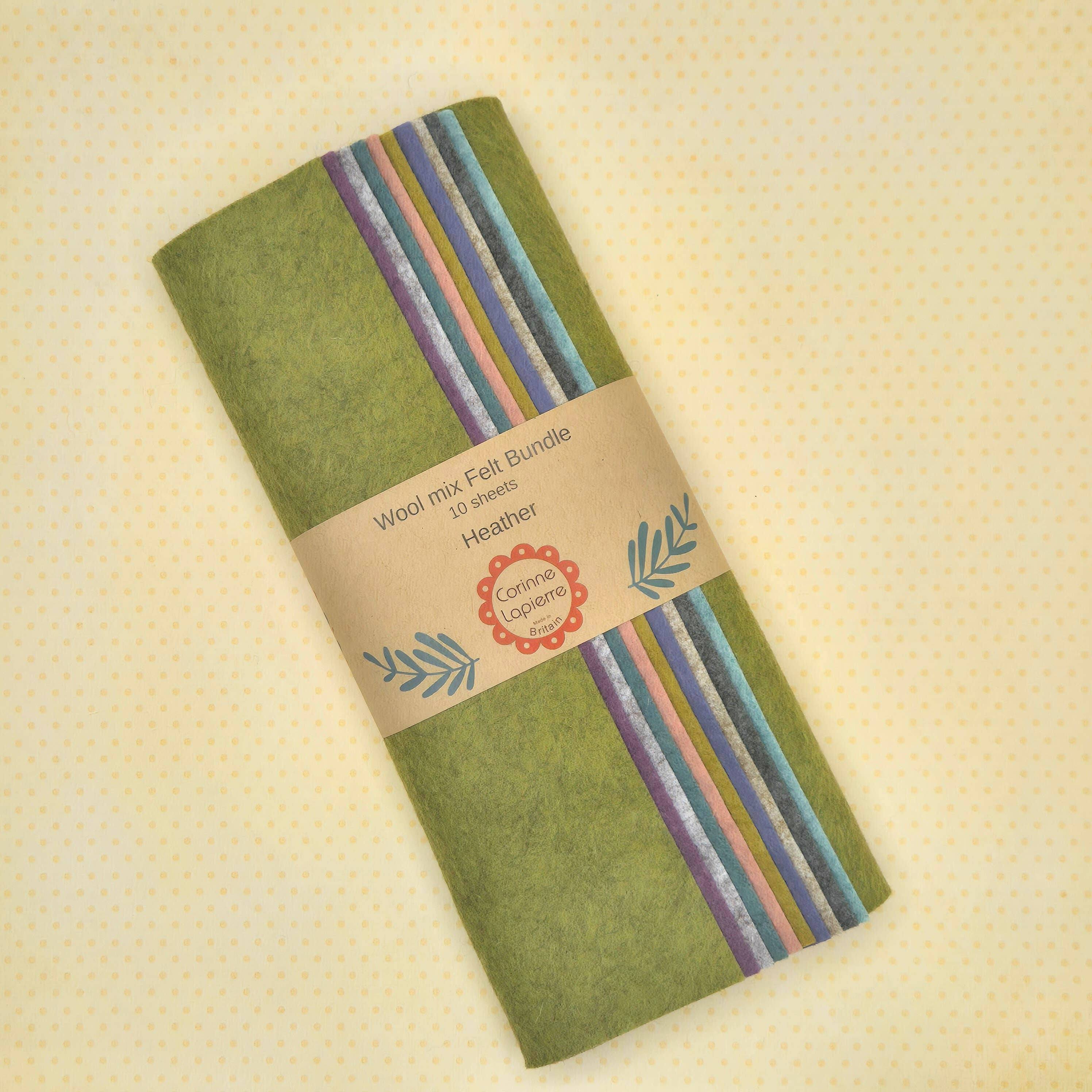 Wool Mix Felt Bundle, 10 Felt Sheets in Curated Colour Palettes