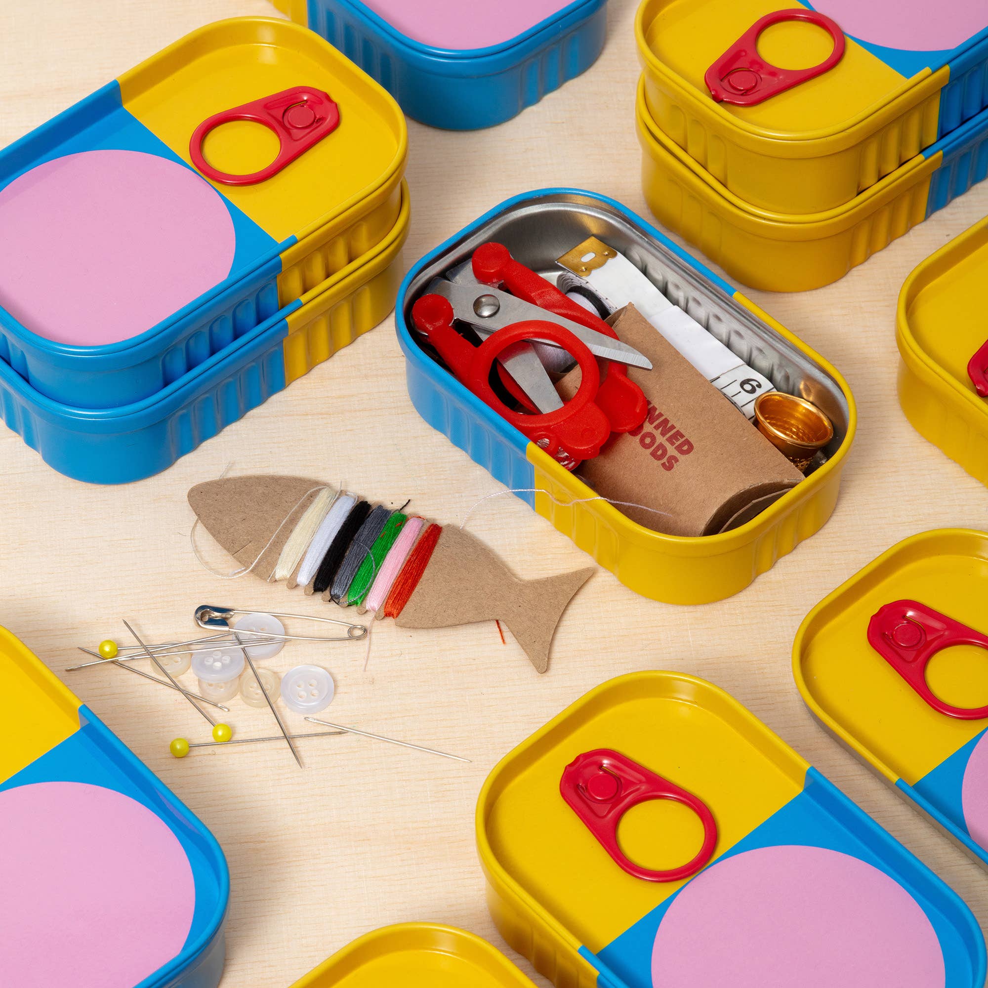 Sewing Kit in Bold Colour Tin