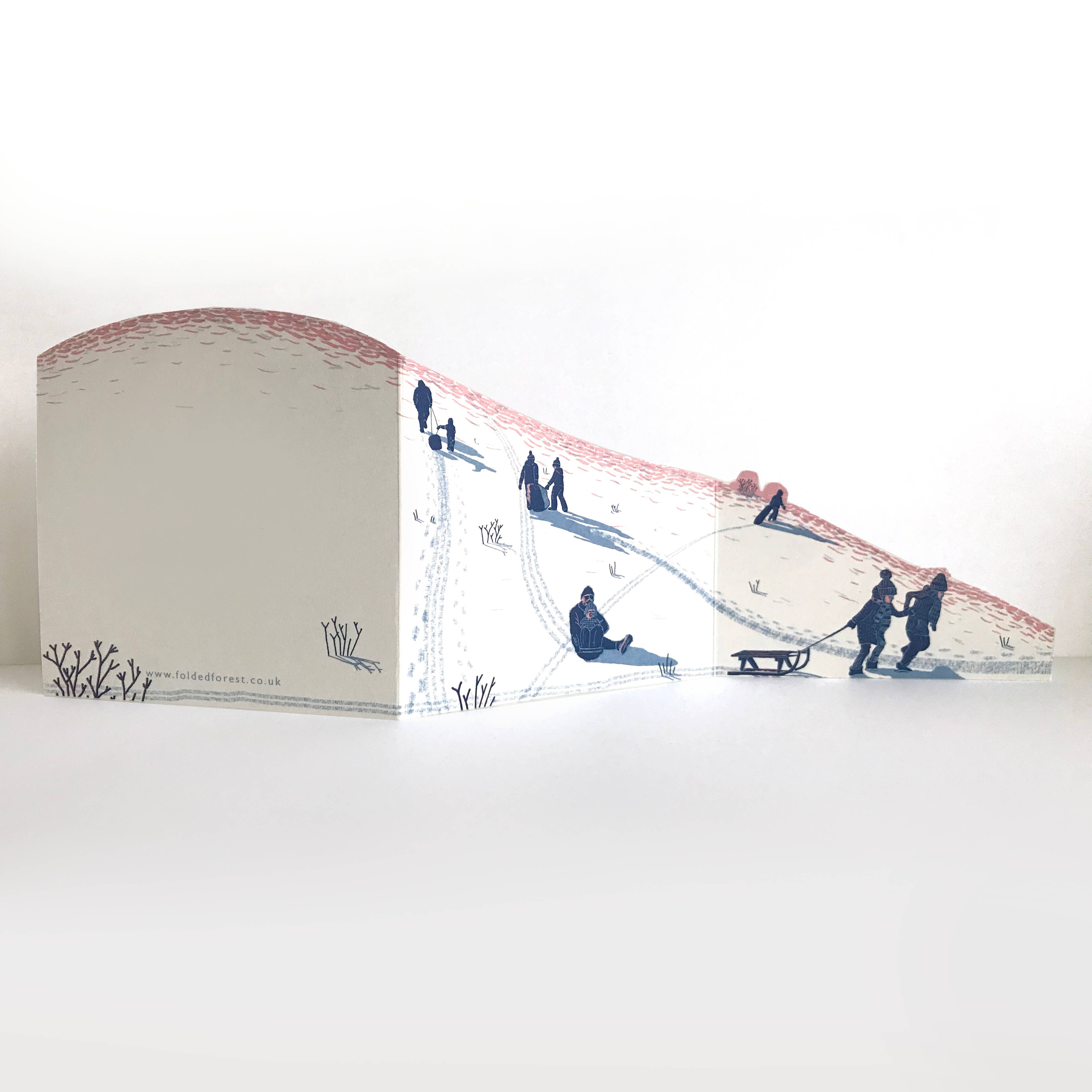 Sledging in the Snow Concertina Christmas Card