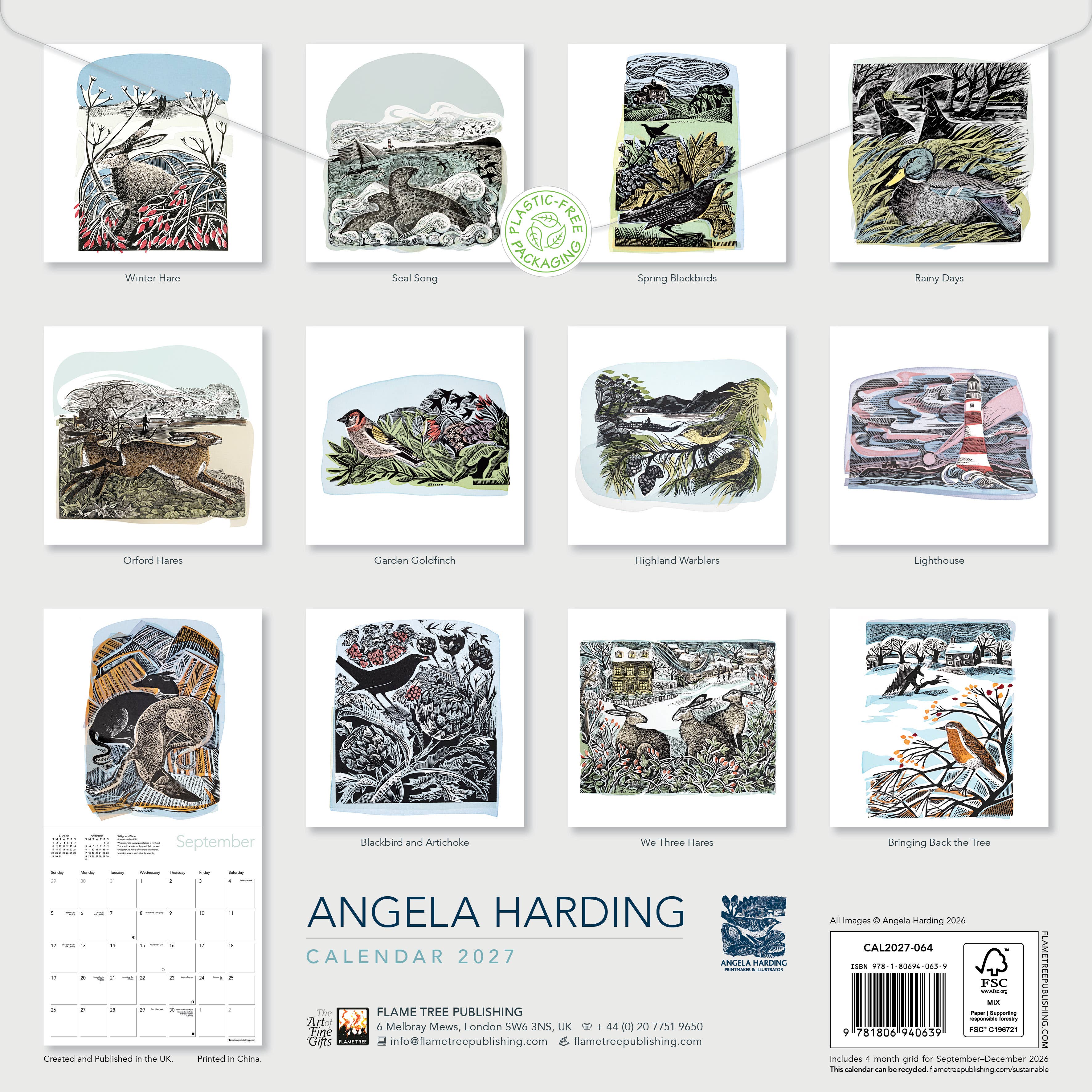 Angela Harding Wildlife Art Wall Calendar 2027