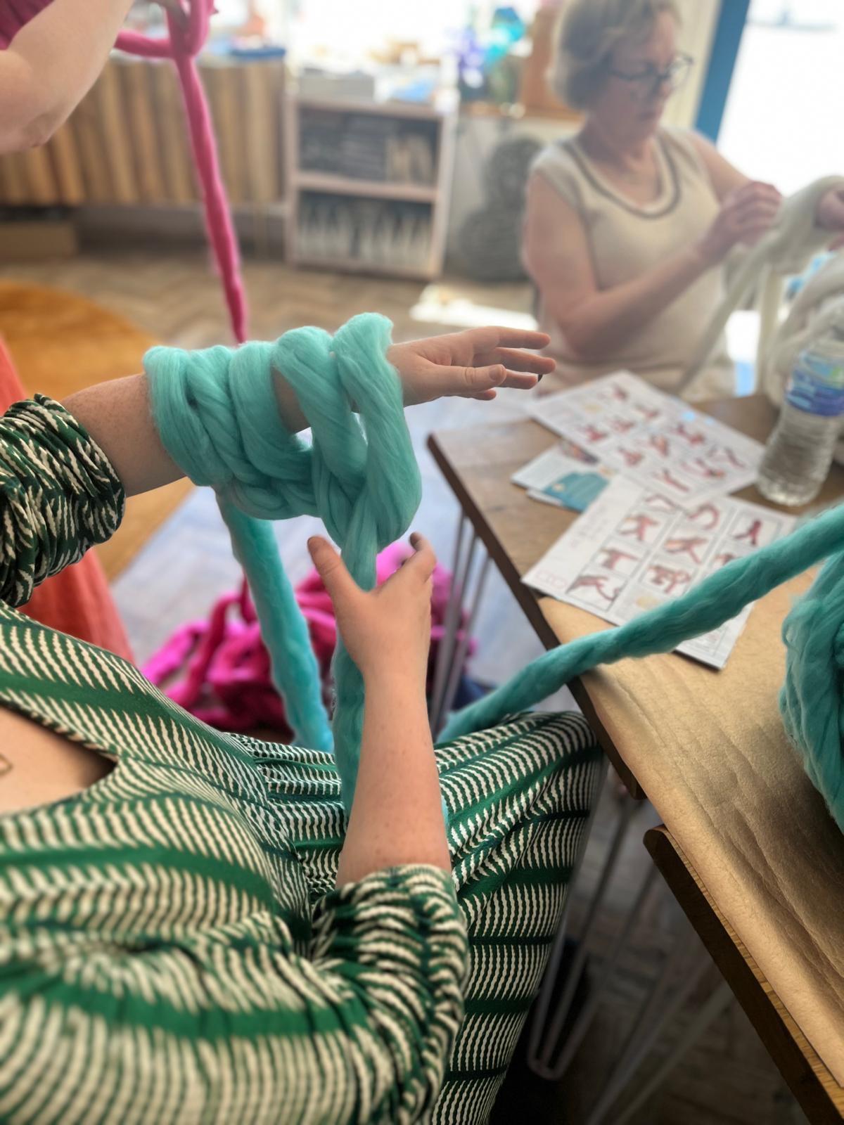 Arm knitting -  a snuggle blanket