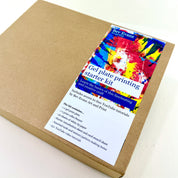 Gel plate printing starter kit packaging with a colorful label on a white background