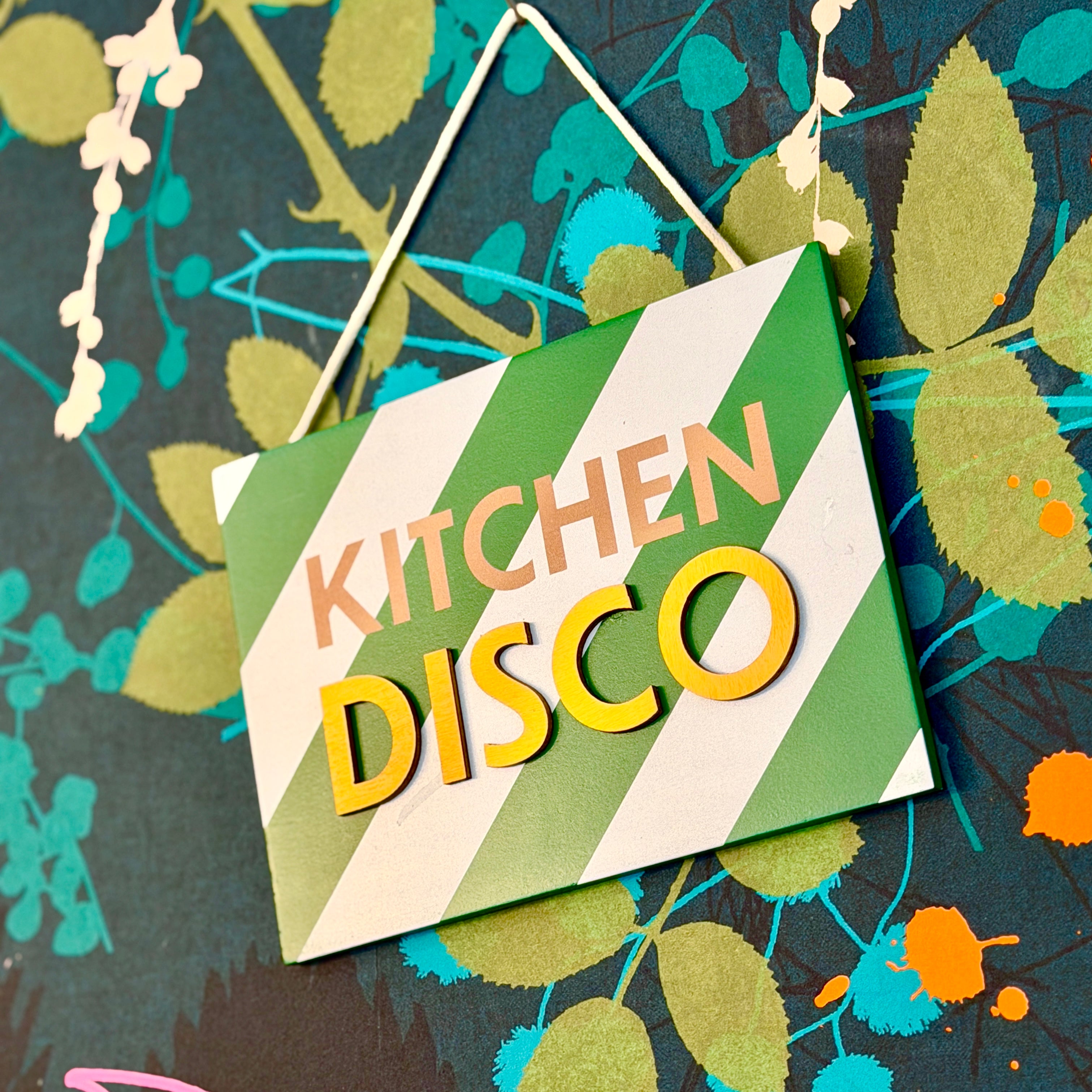 Kitchen Disco Wooden Hanging Sign