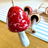 Hanging Glazed Ceramic Toadstool Decoration