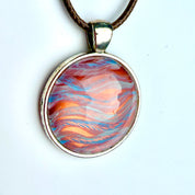 Original Gel Print Art Necklace by Bev Evans, mineral collection