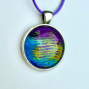Original Gel Print Art Necklace by Bev Evans, mineral collection