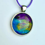 Original Gel Print Art Necklace by Bev Evans, mineral collection