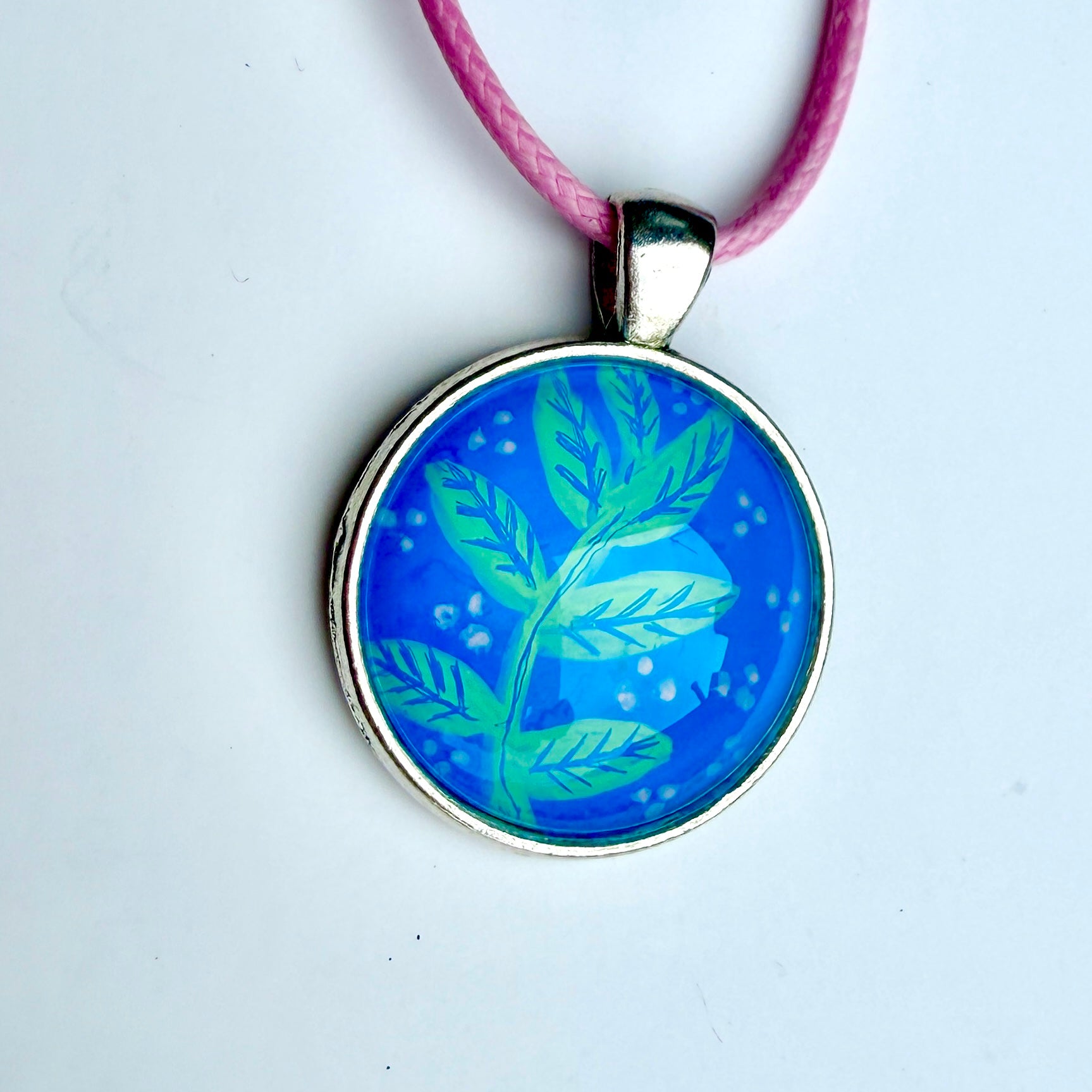 Original Gel Print Art Necklace by Bev Evans, petal collection