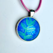 Original Gel Print Art Necklace by Bev Evans, petal collection