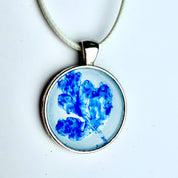 Original Gel Print Art Necklace by Bev Evans, blue collection