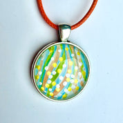 Original Gel Print Art Necklace by Bev Evans, petal collection