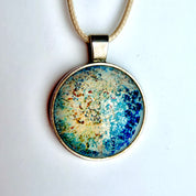 Original Gel Print Art Necklace by Bev Evans, mineral collection