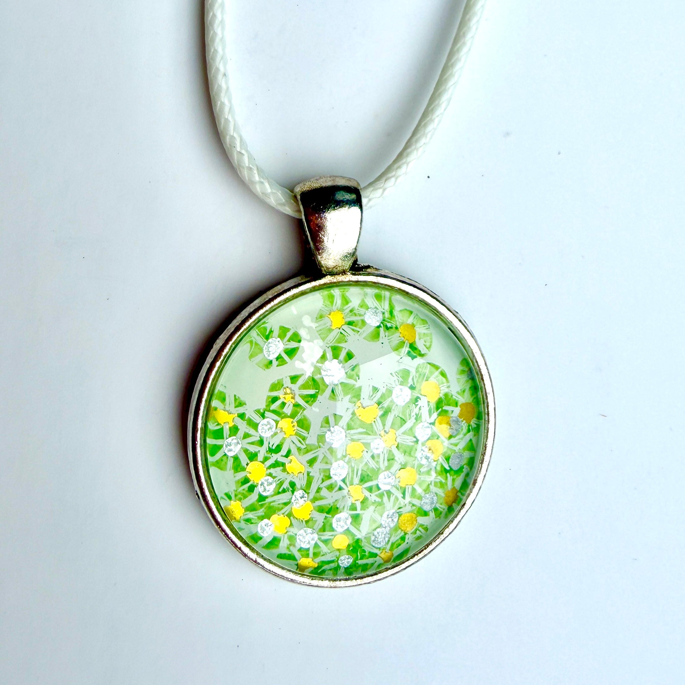 Original Gel Print Art Necklace by Bev Evans, petal collection