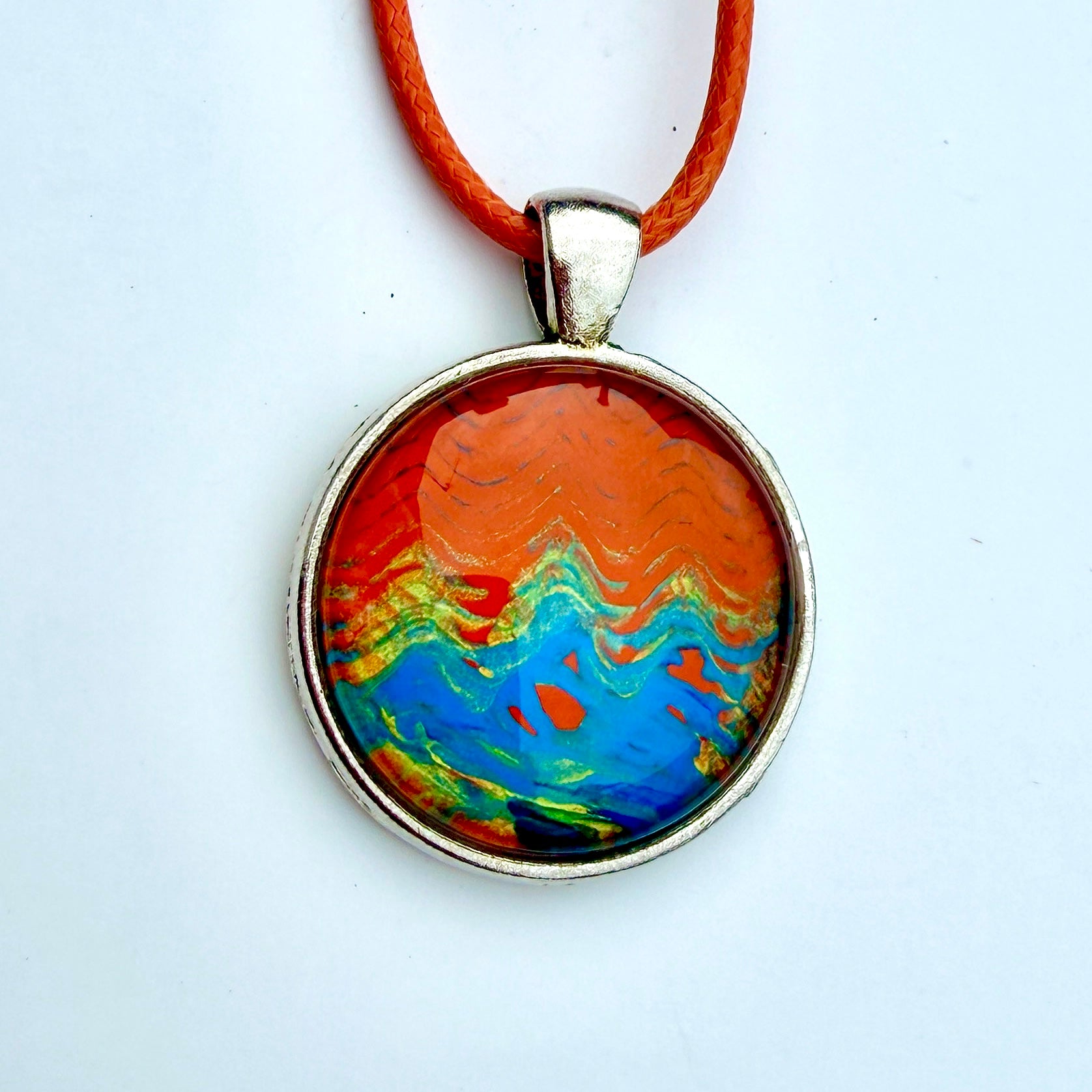 Original Gel Print Art Necklace by Bev Evans, Abstract collection