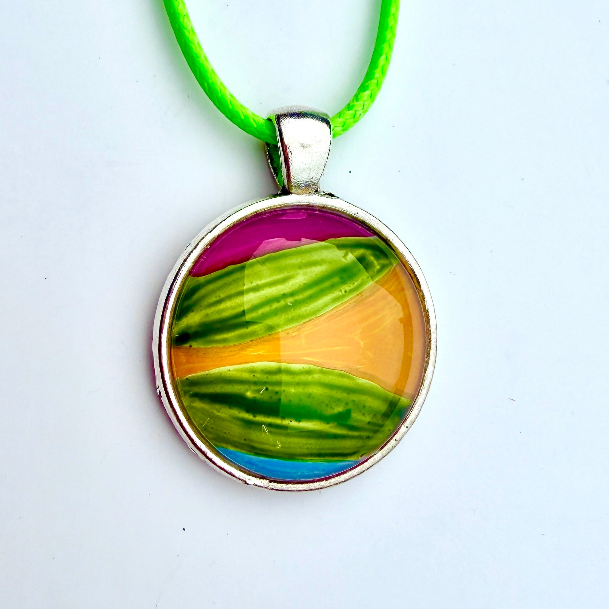 Original Gel Print Art Necklace by Bev Evans, Abstract collection