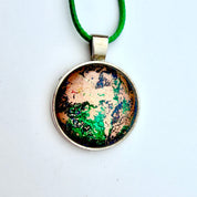 Original Gel Print Art Necklace by Bev Evans, mineral collection