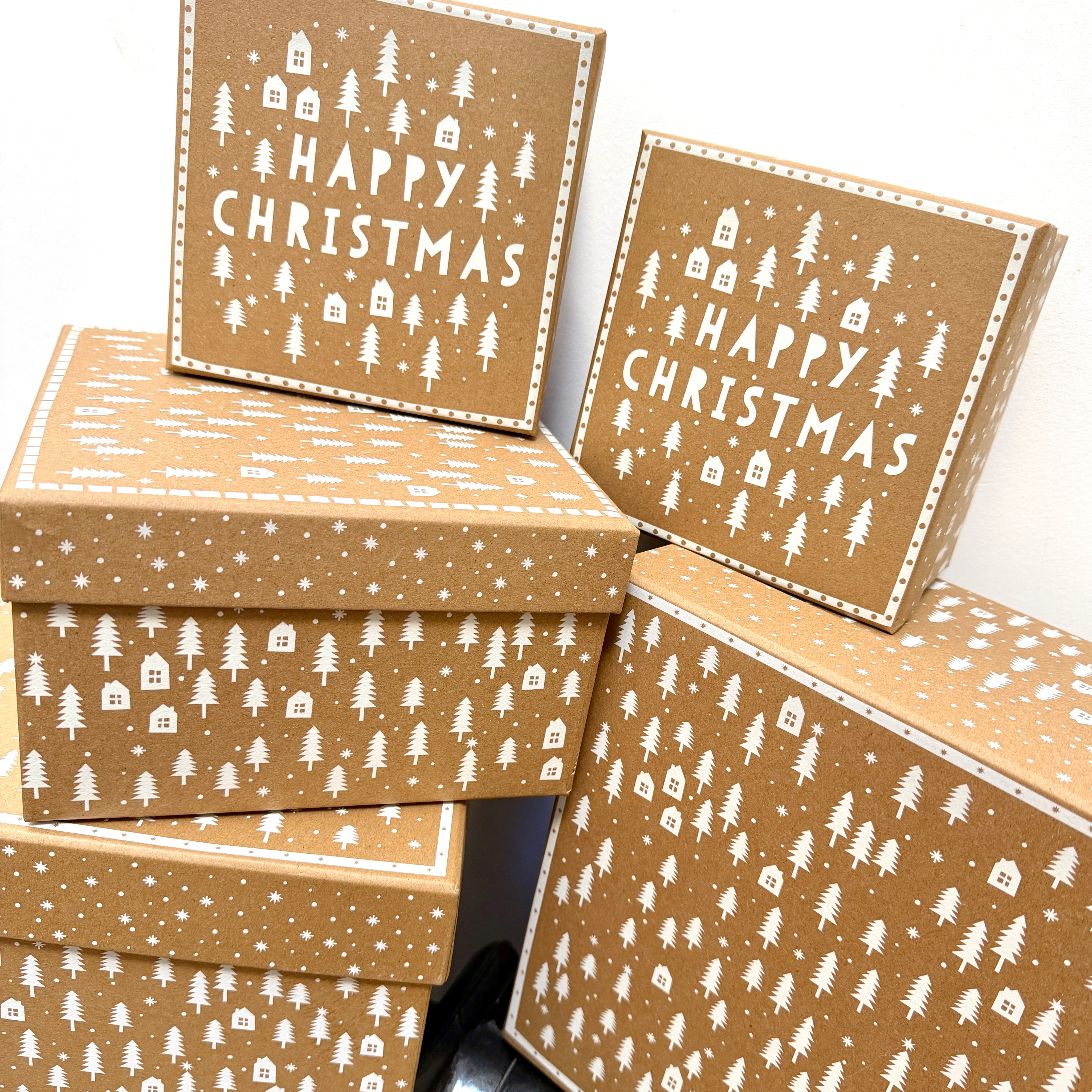 Christmas gift box kraft & white