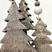 Nordic Grey Wooden Christmas Tree Decorations, Set of 3