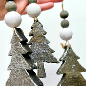 Nordic Grey Wooden Christmas Tree Decorations, Set of 3
