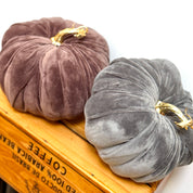 Large Velvet Pumpkin – Chestnut Brown or Dove Grey