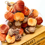 Velvet Pumpkin & Pine Cone Bag – Autumn Craft & Décor