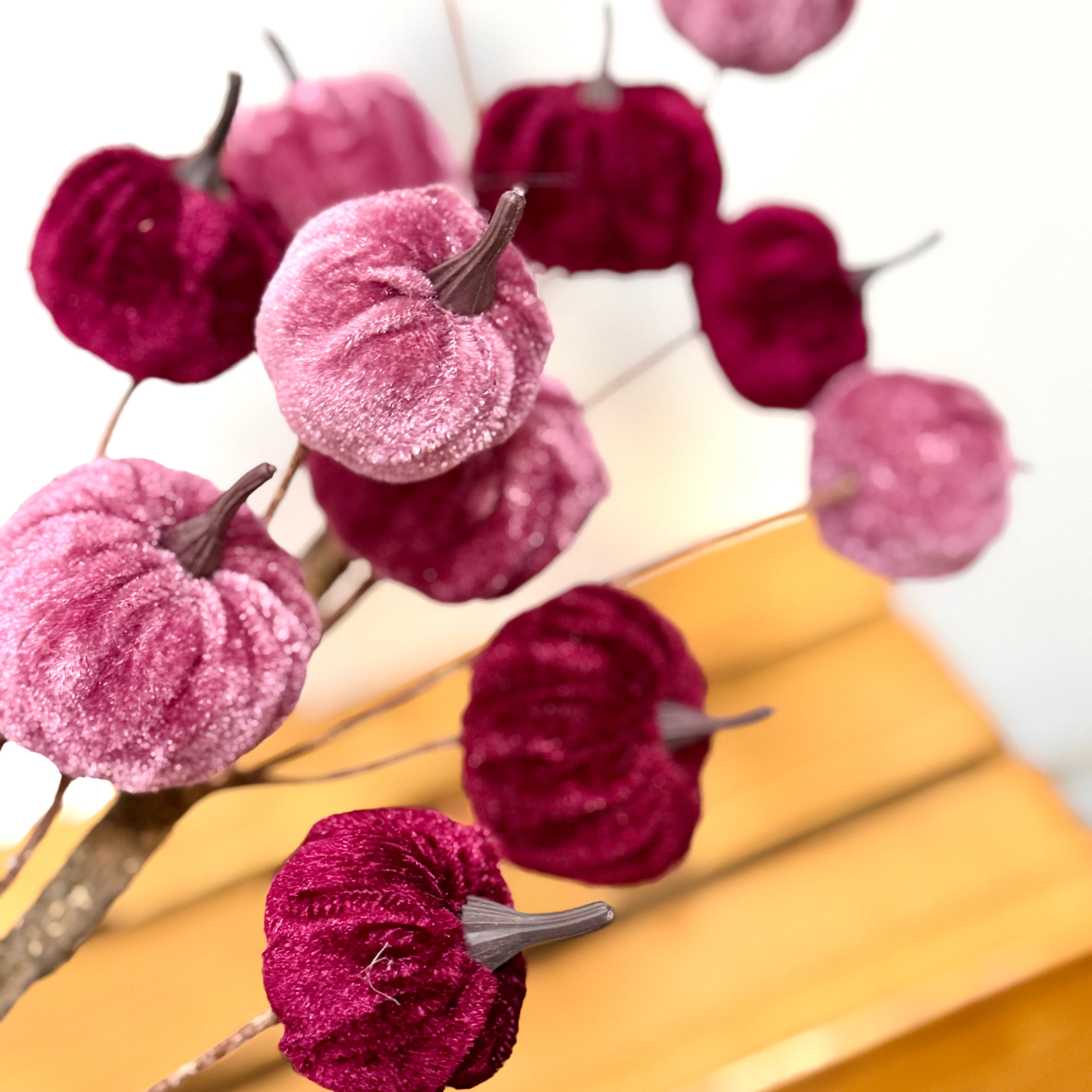 Purple & plum velvet pumpkin stem, 50cm