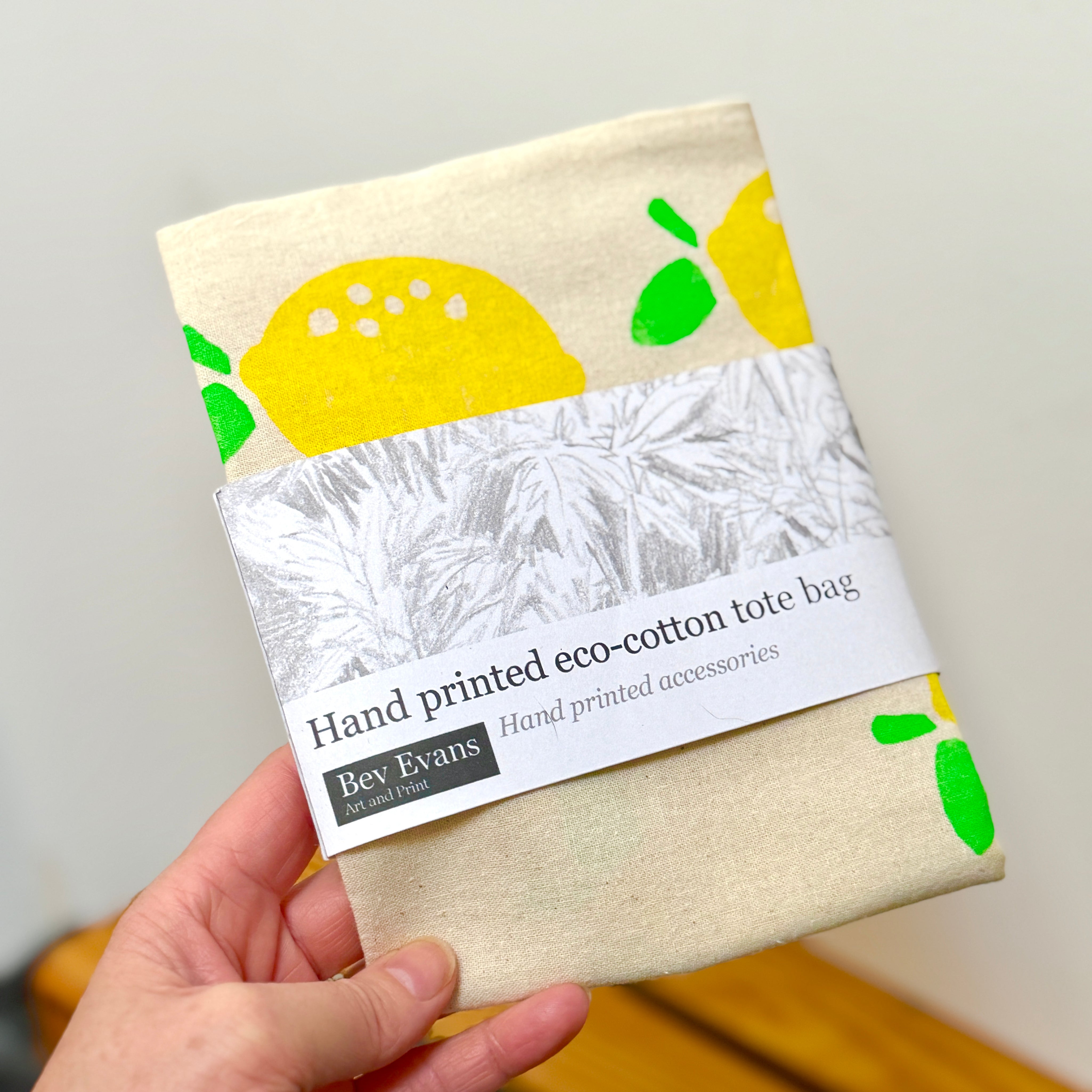 Hand-Printed Eco Cotton Tote Bag, hand printed