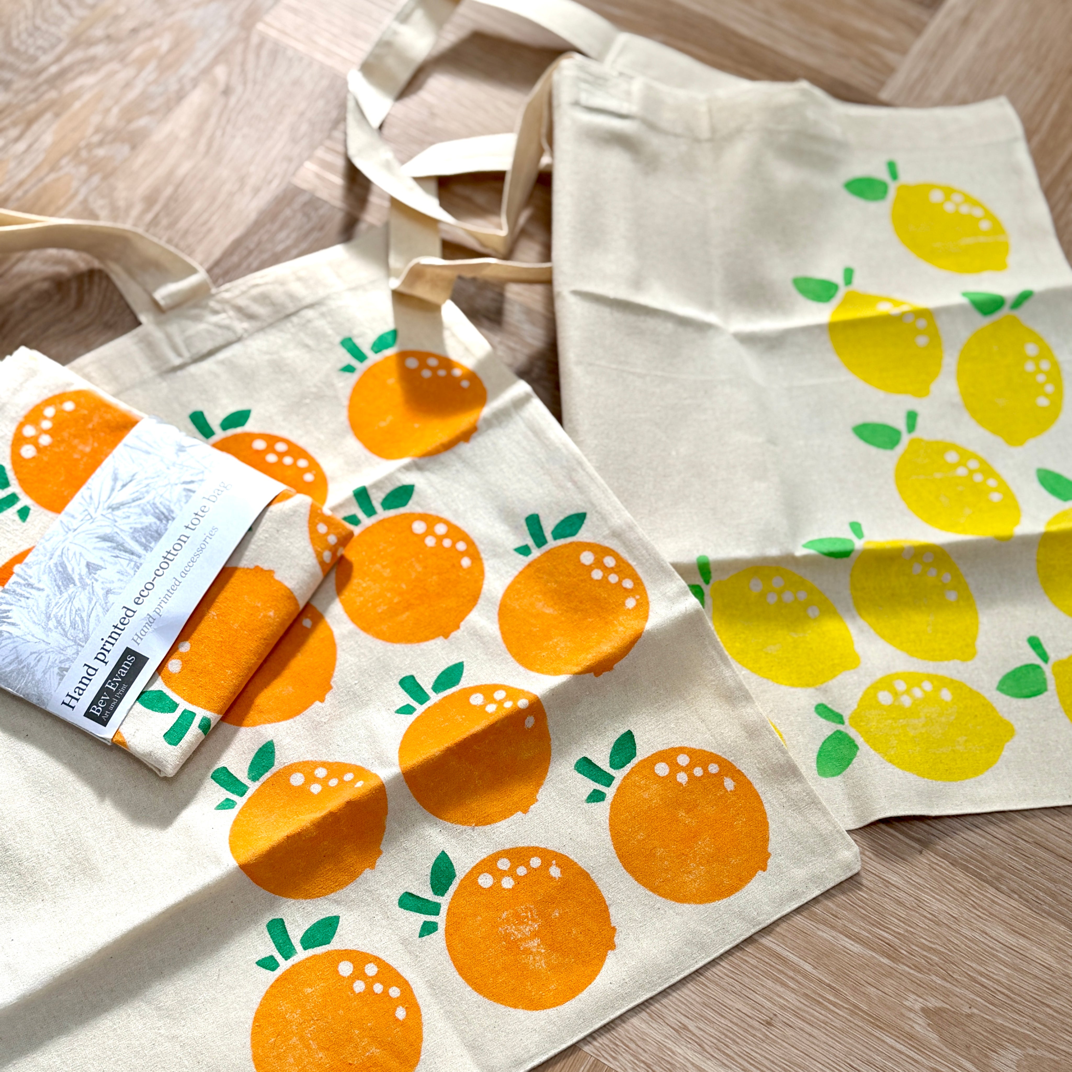 Hand-Printed Eco Cotton Tote Bag, hand printed