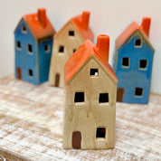 Pottery Tealight House – Sandstone or Blue