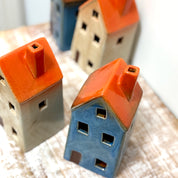 Pottery Tealight House – Sandstone or Blue