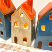 Pottery Tealight House – Sandstone or Blue