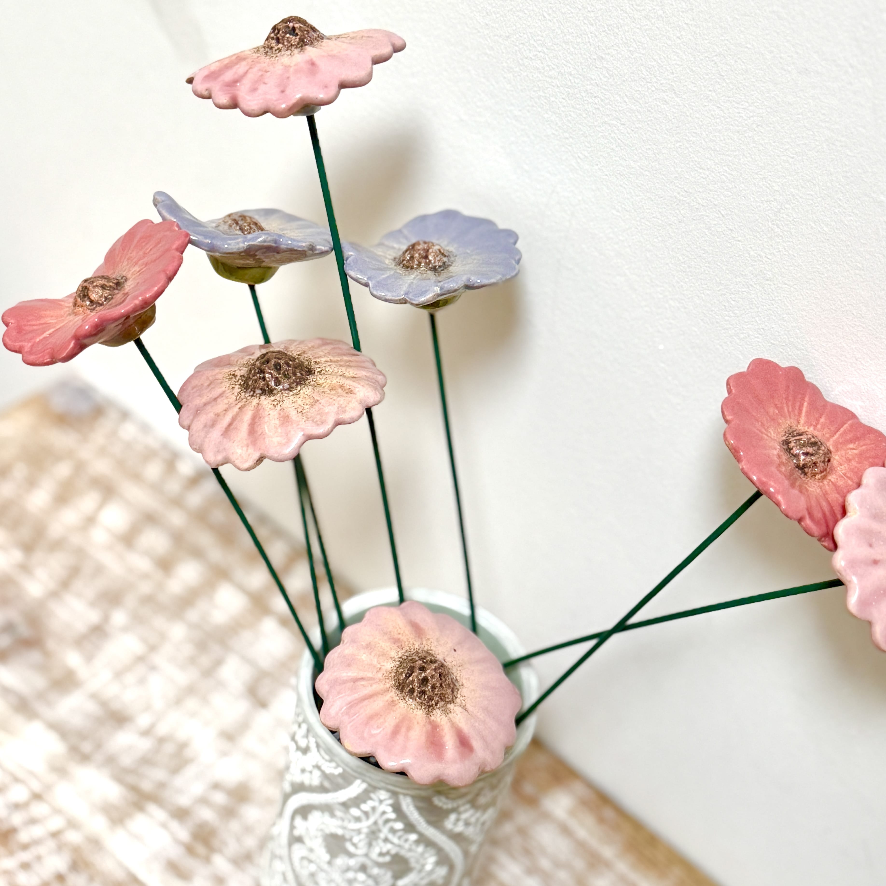 Ceramic hand glazed flowers