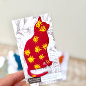 Hand painted cat brooch