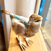 Embroidered white tapestry bird