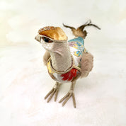 Embroidered white tapestry bird