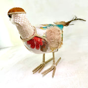 Embroidered white tapestry bird