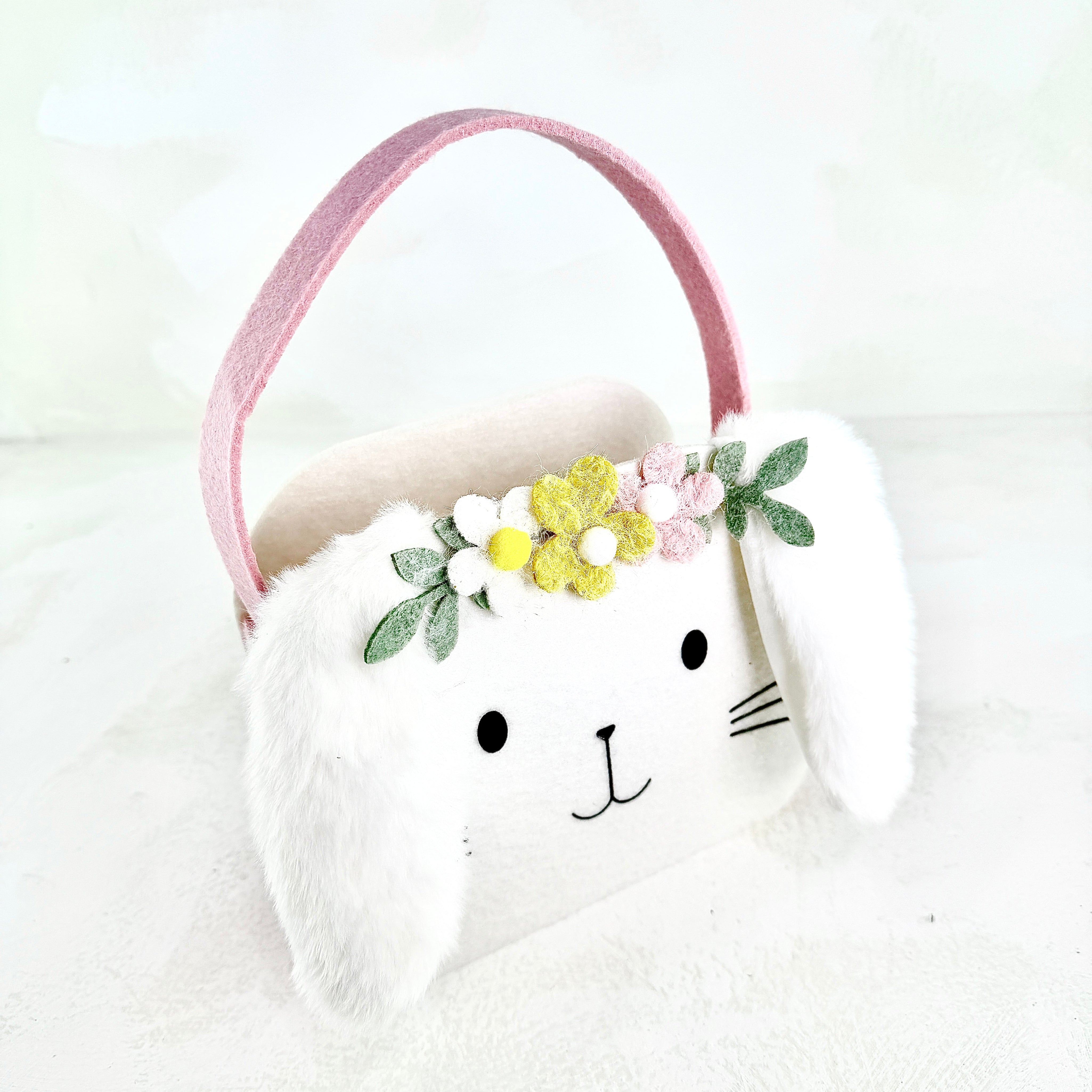 Floral Crown Bunny Felt Basket
