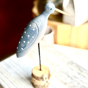 Clever Hands Hand Carved Wooden Bird Ornament on Bark Base