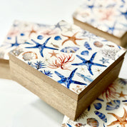 Clever Hands Coastal Shell Design Wooden Keepsake Box