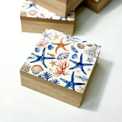 Clever Hands Coastal Shell Design Wooden Keepsake Box