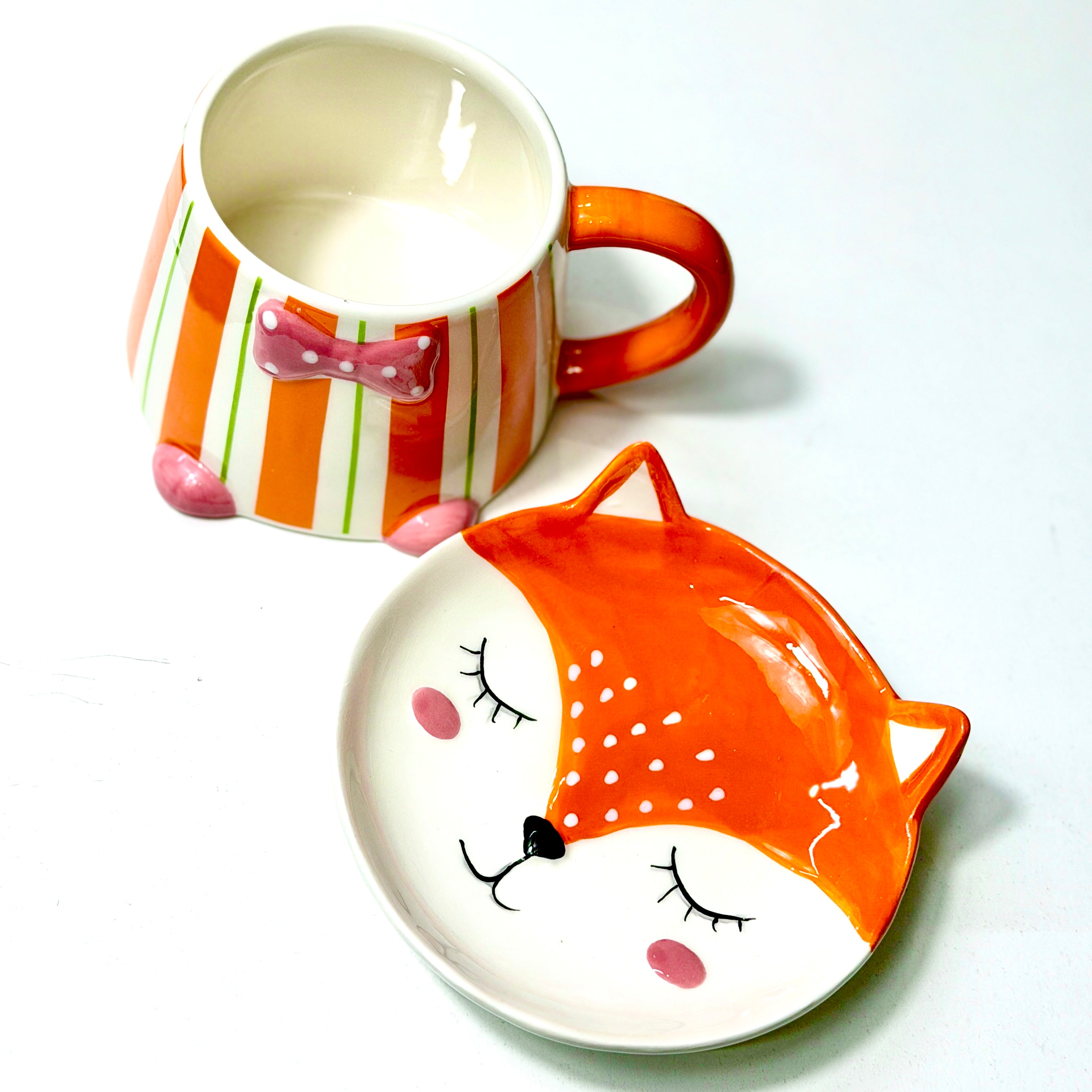 Fox Mug & Plate Set – Hand Painted