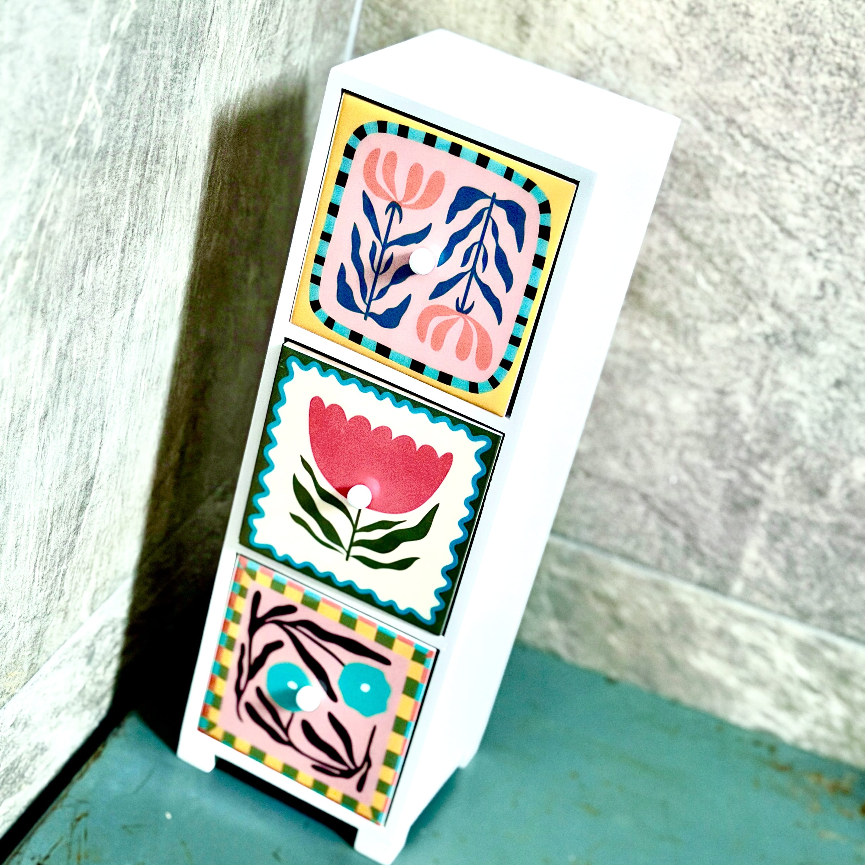 Clever Hands Floral 3 Drawer Colourful Storage Chest