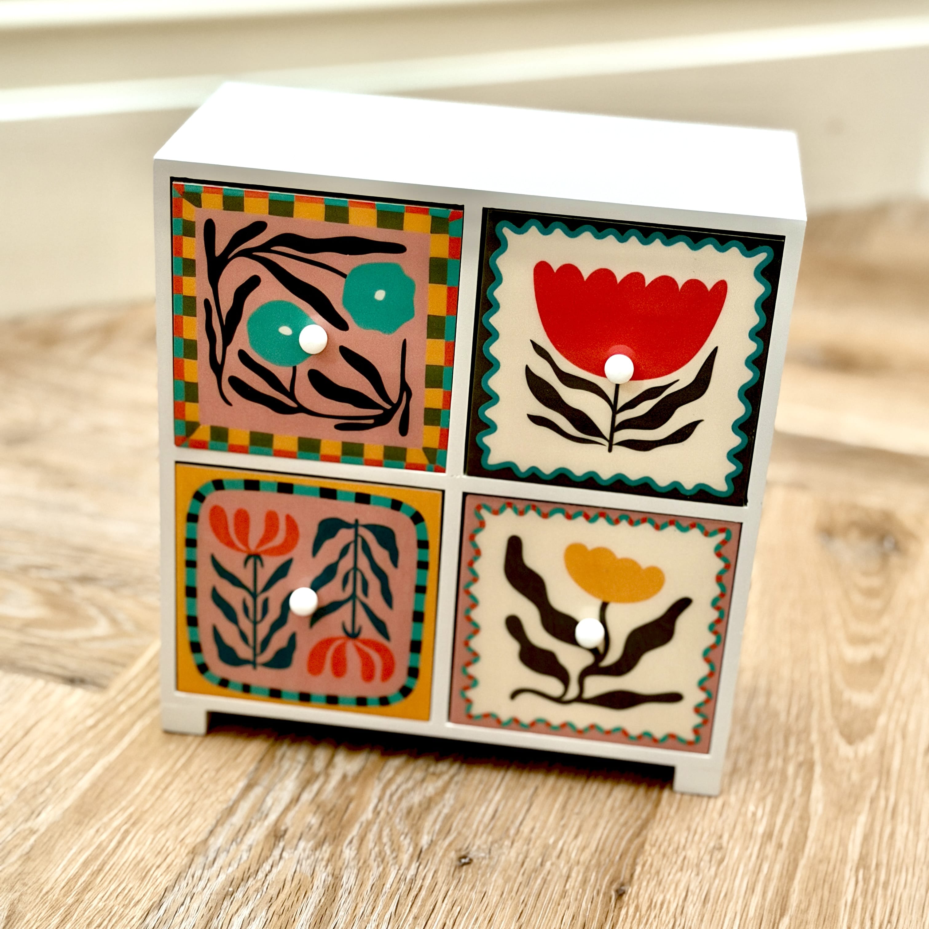 Clever Hands Floral 4 Drawer Colourful Storage Chest