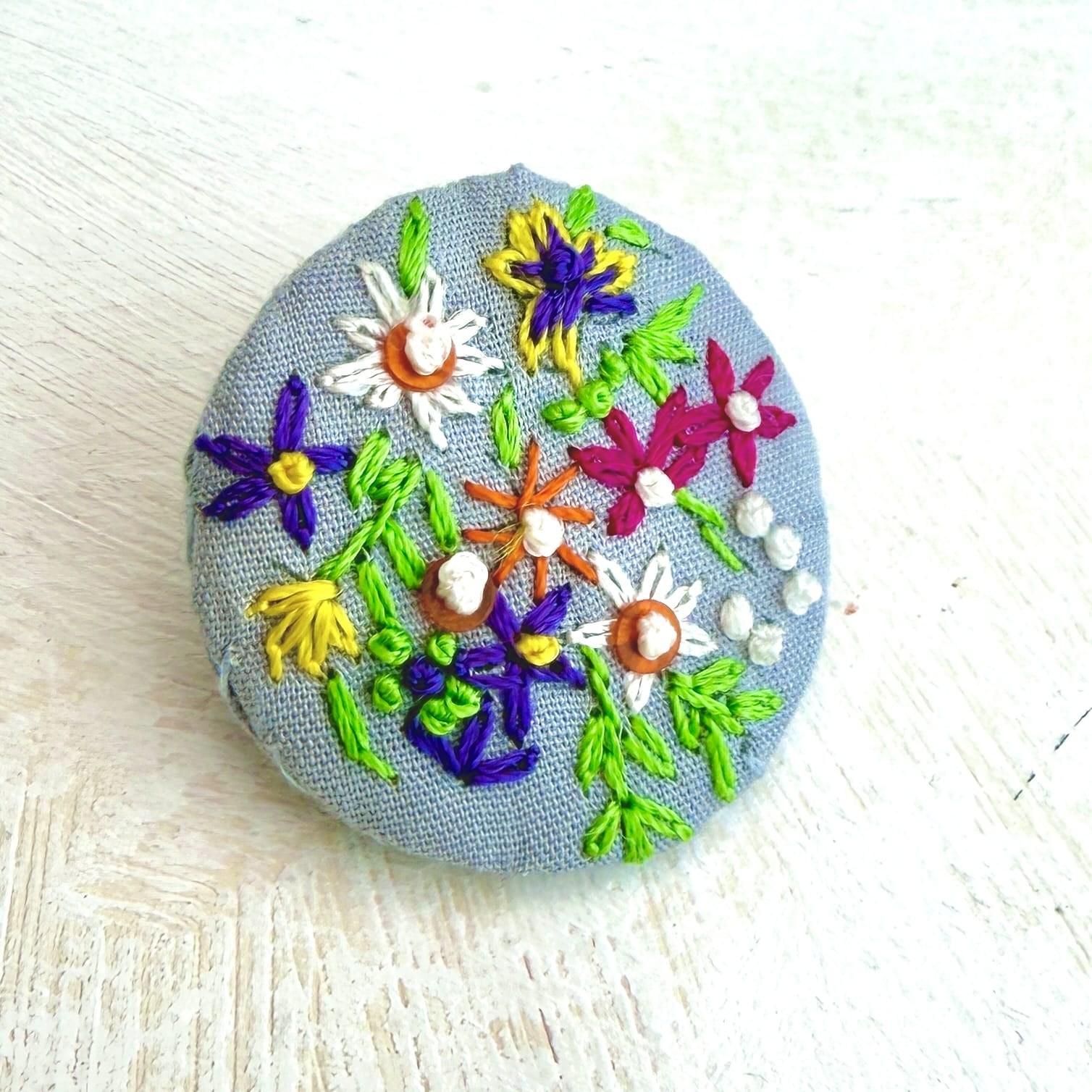 Fair to Trade Hand Embroidered Floral Brooch