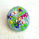Hand Embroidered Floral Brooch