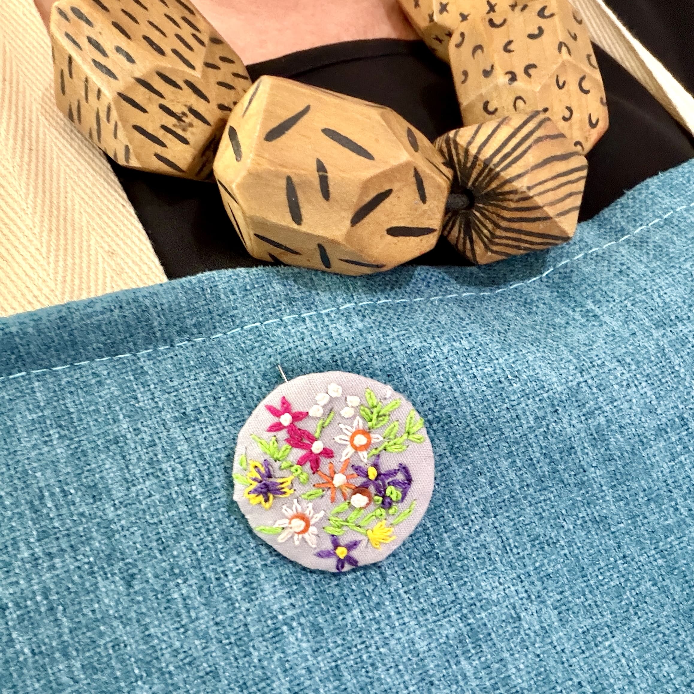 Fair to Trade Hand Embroidered Floral Brooch